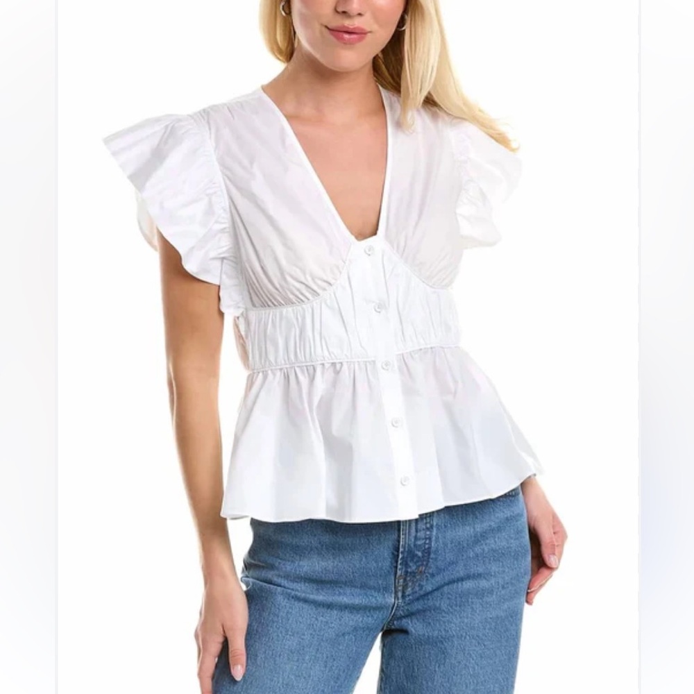 DEREK LAM 10 CROSBY Roselyn Flutter-Sleeve Top Size: 8